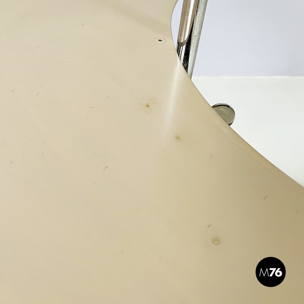 Italian modern Gray and white metal round coffee table with double shelf, 1990s