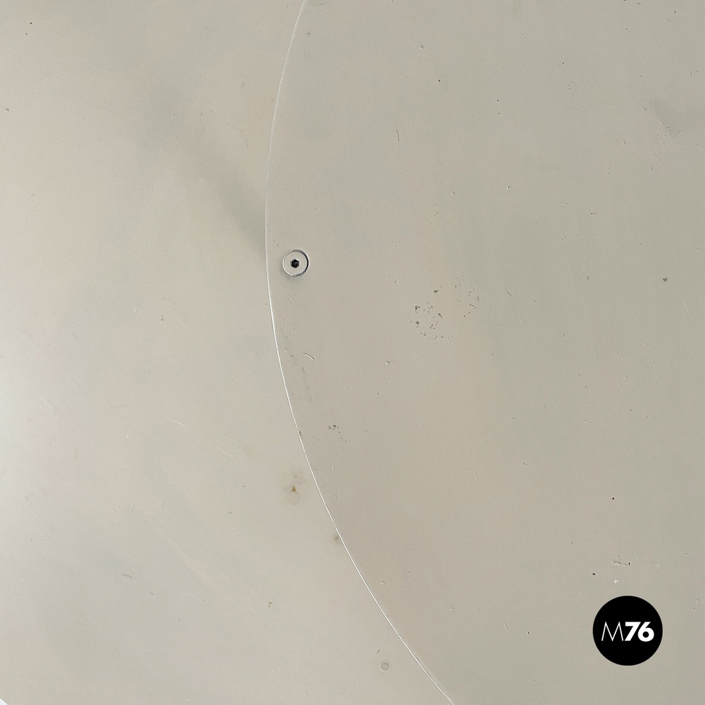 Italian modern Gray and white metal round coffee table with double shelf, 1990s