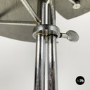 Italian modern Gray and white metal round coffee table with double shelf, 1990s