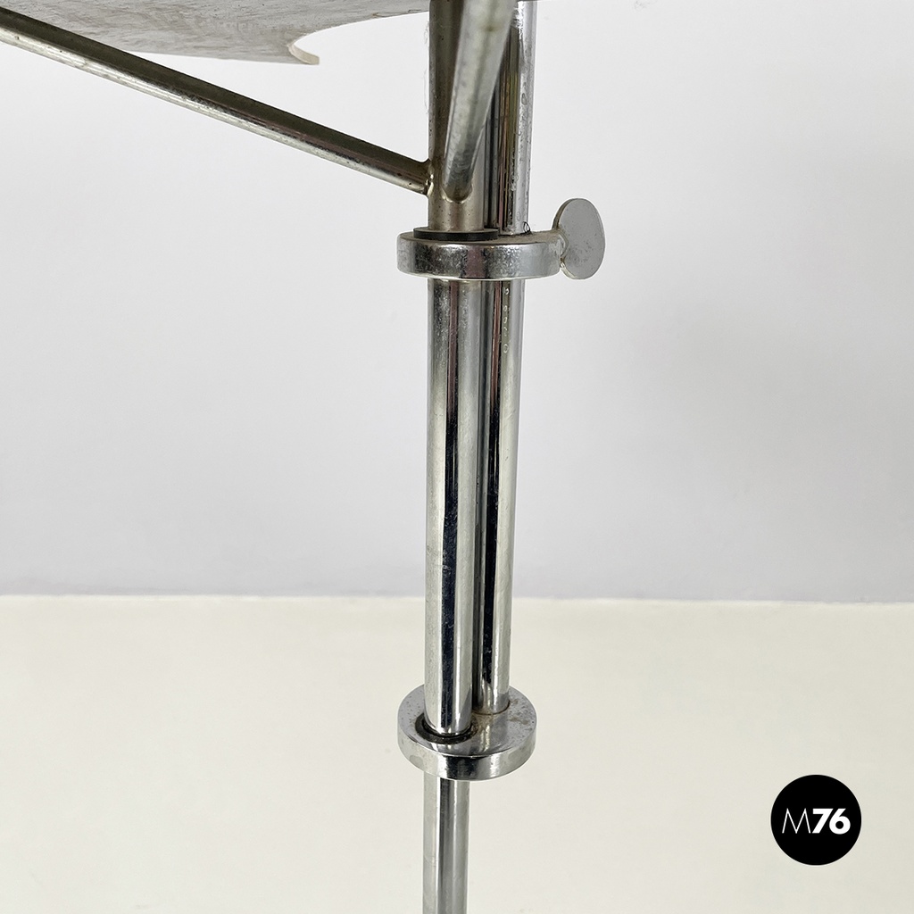 Italian modern Gray and white metal round coffee table with double shelf, 1990s