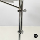 Italian modern Gray and white metal round coffee table with double shelf, 1990s