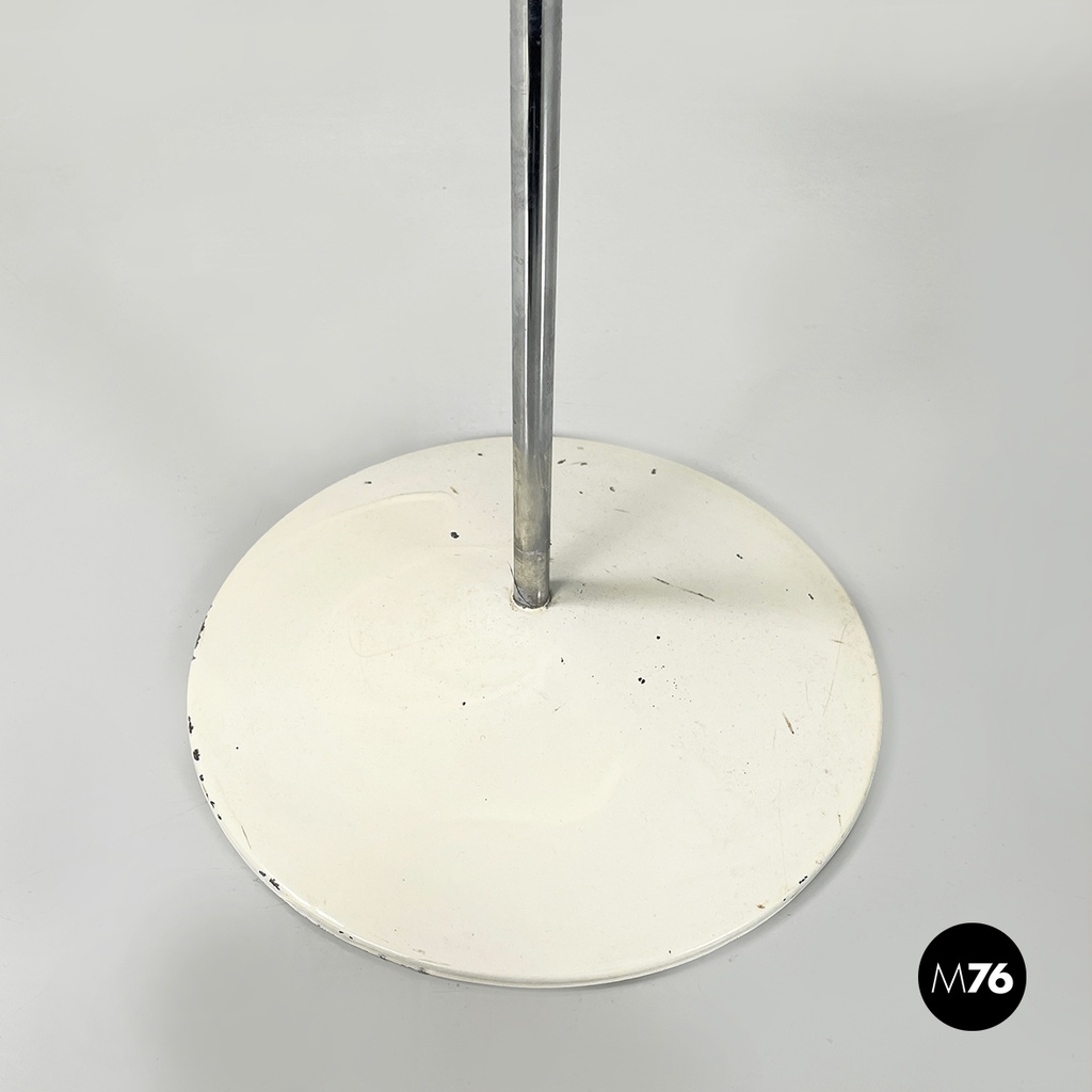 Italian modern Gray and white metal round coffee table with double shelf, 1990s