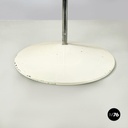 Italian modern Gray and white metal round coffee table with double shelf, 1990s
