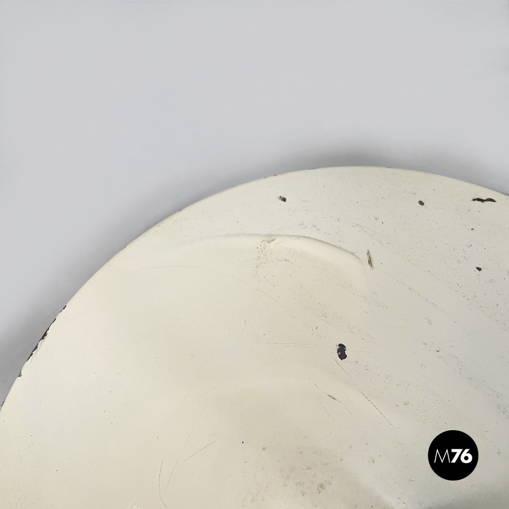 Italian modern Gray and white metal round coffee table with double shelf, 1990s