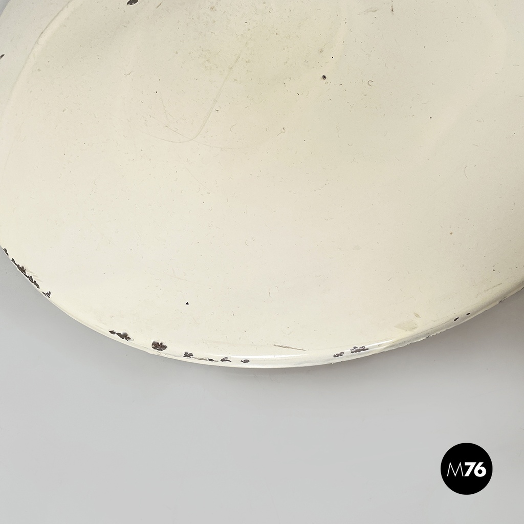 Italian modern Gray and white metal round coffee table with double shelf, 1990s