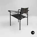 Italian modern black leather Spaghetti armchair, Giandomenico Belotti Alias 1980