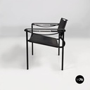 Italian modern black leather Spaghetti armchair, Giandomenico Belotti Alias 1980