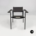 Italian modern black leather Spaghetti armchair, Giandomenico Belotti Alias 1980