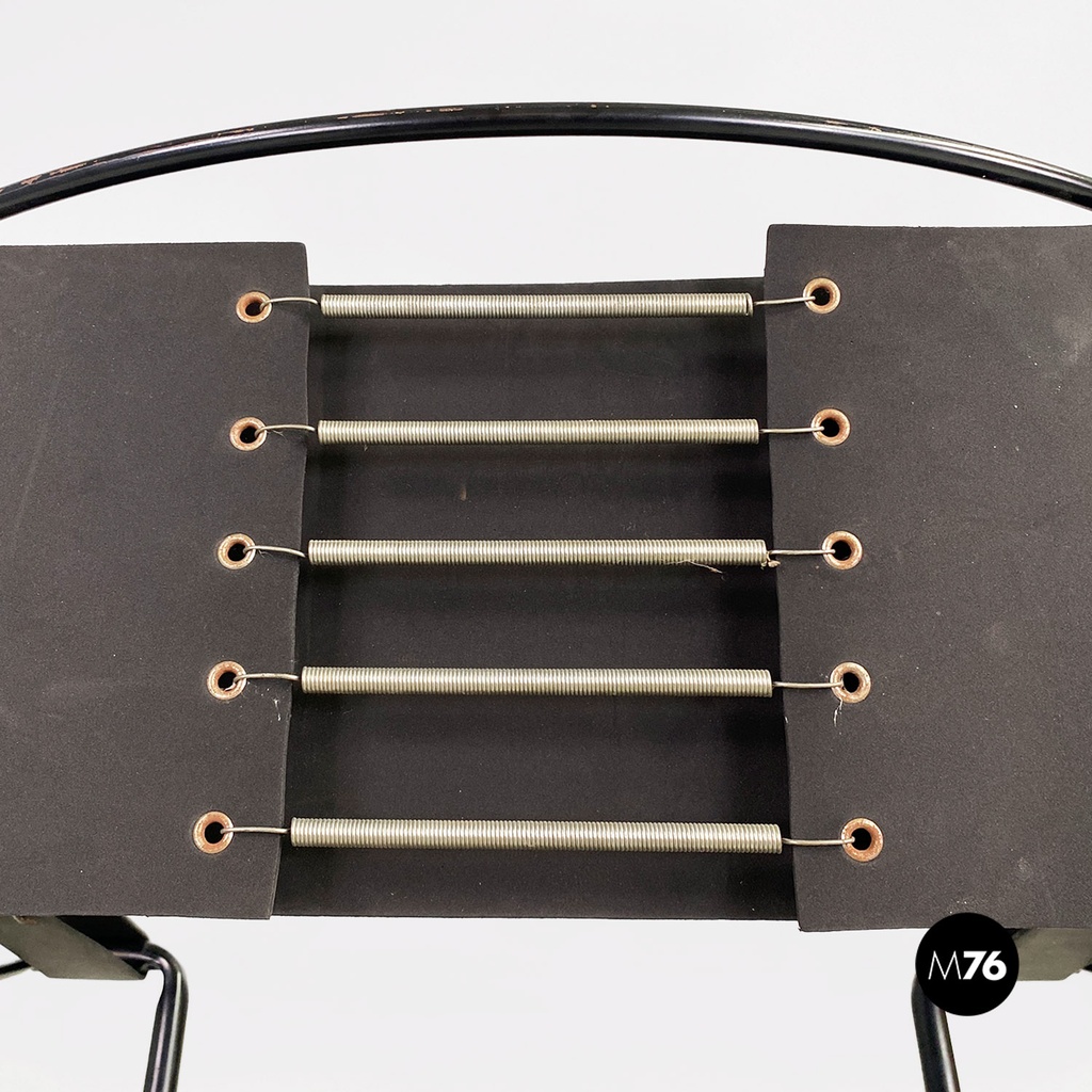 Italian modern black leather Spaghetti armchair, Giandomenico Belotti Alias 1980