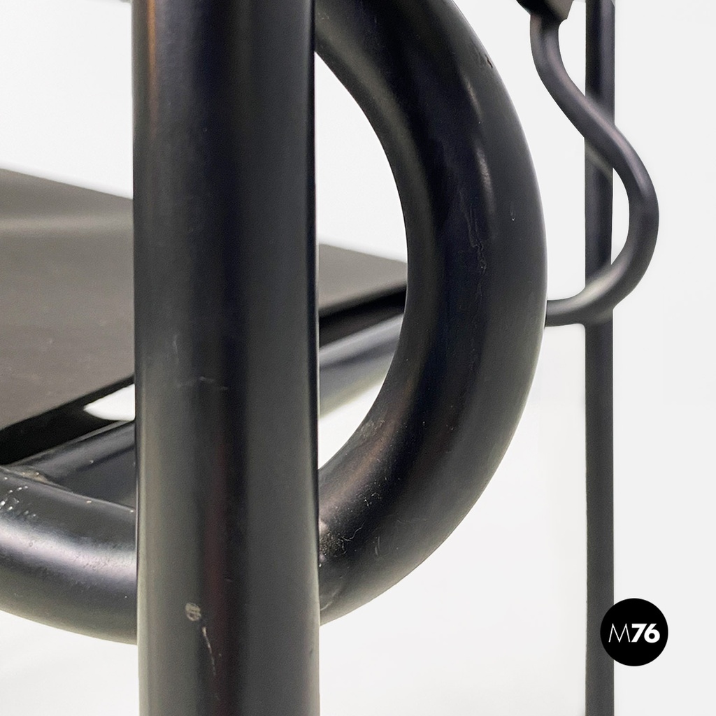 Italian modern black leather Spaghetti armchair, Giandomenico Belotti Alias 1980