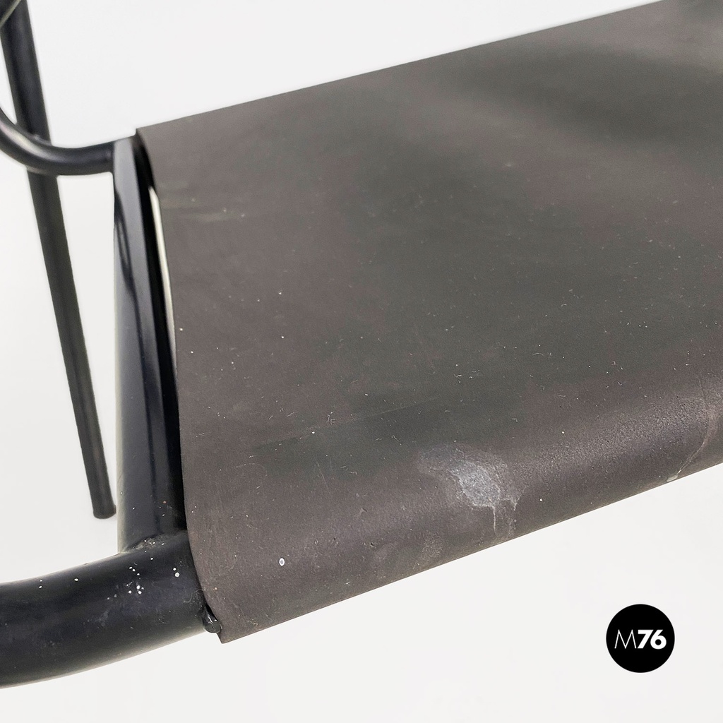 Italian modern black leather Spaghetti armchair, Giandomenico Belotti Alias 1980