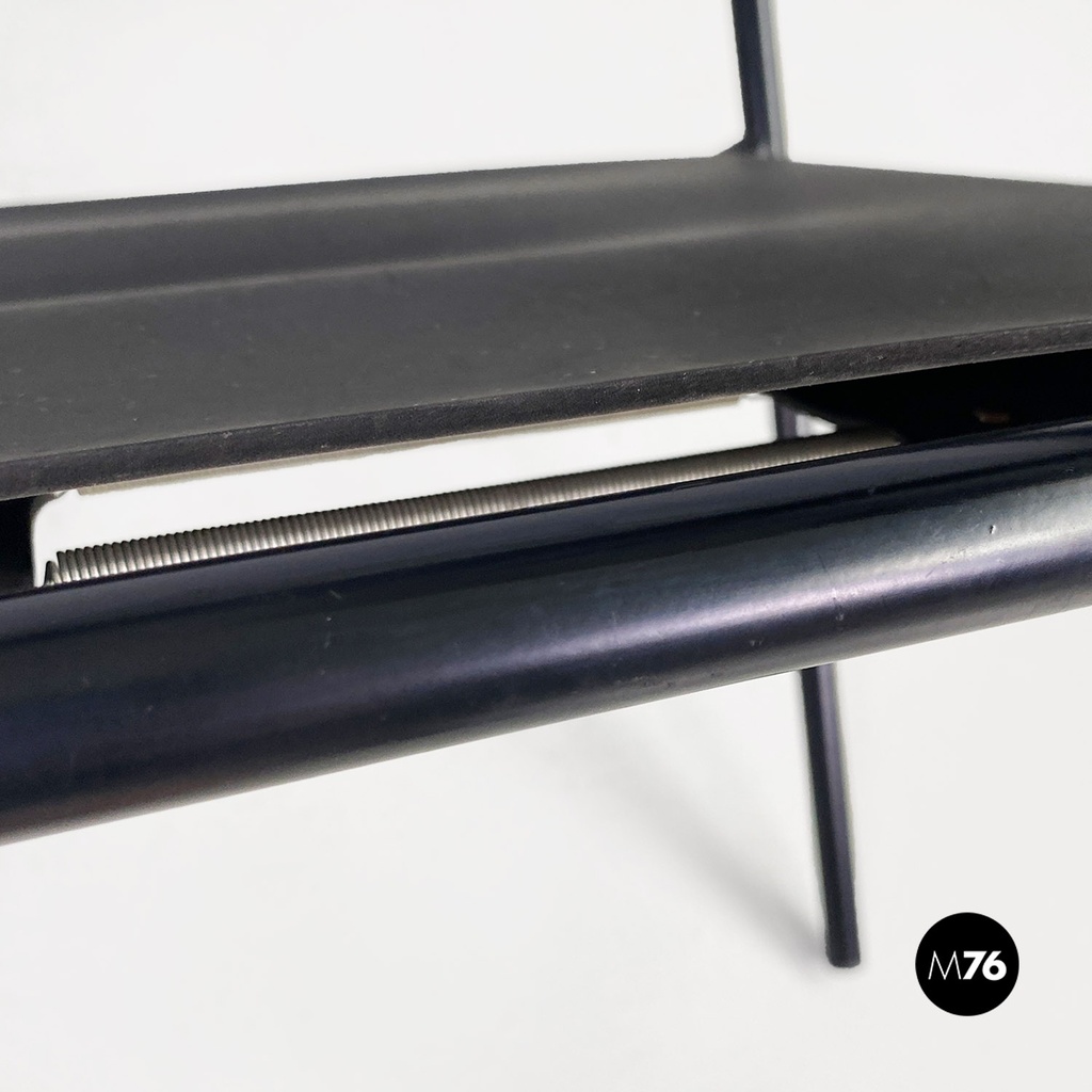 Italian modern black leather Spaghetti armchair, Giandomenico Belotti Alias 1980