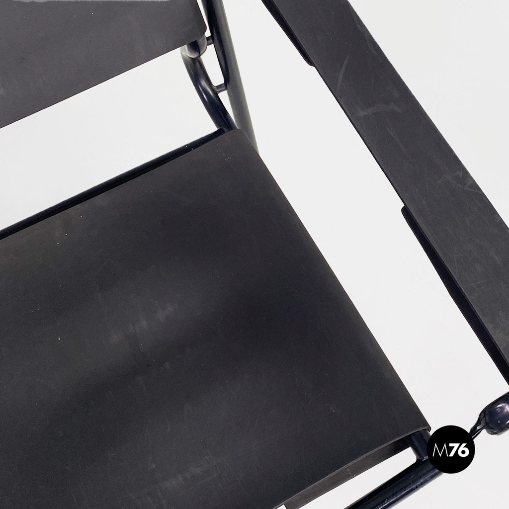 Italian modern black leather Spaghetti armchair, Giandomenico Belotti Alias 1980