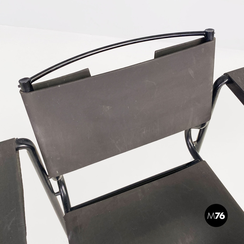 Italian modern black leather Spaghetti armchair, Giandomenico Belotti Alias 1980