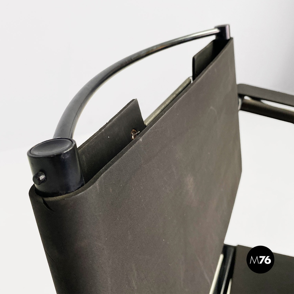 Italian modern black leather Spaghetti armchair, Giandomenico Belotti Alias 1980