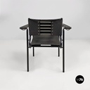 Italian modern black leather Spaghetti armchair, Giandomenico Belotti Alias 1980