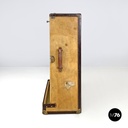 Italian early 1900s brown leather cardboard travel trunk with key, early 1900s