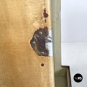 Italian early 1900s brown leather cardboard travel trunk with key, early 1900s