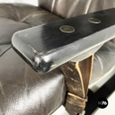 Italian modern Dark brown leather Reclining armchairs and pouf by De Sede, 1970s