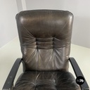 Italian modern Dark brown leather Reclining armchairs and pouf by De Sede, 1970s