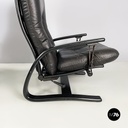 Italian modern Dark brown leather Reclining armchairs and pouf by De Sede, 1970s