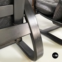 Italian modern Dark brown leather Reclining armchairs and pouf by De Sede, 1970s