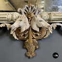 Italian antique white and golden wood wall mirror with animal decorations, 1990s