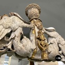 Italian antique white and golden wood wall mirror with animal decorations, 1990s