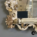 Italian antique white and golden wood wall mirror with animal decorations, 1990s