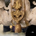 Italian antique white and golden wood wall mirror with animal decorations, 1990s