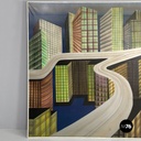 Italian modern urban landscape airbrush painting by Alvise Besutti, 1980s