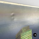 Italian modern urban landscape airbrush painting by Alvise Besutti, 1980s