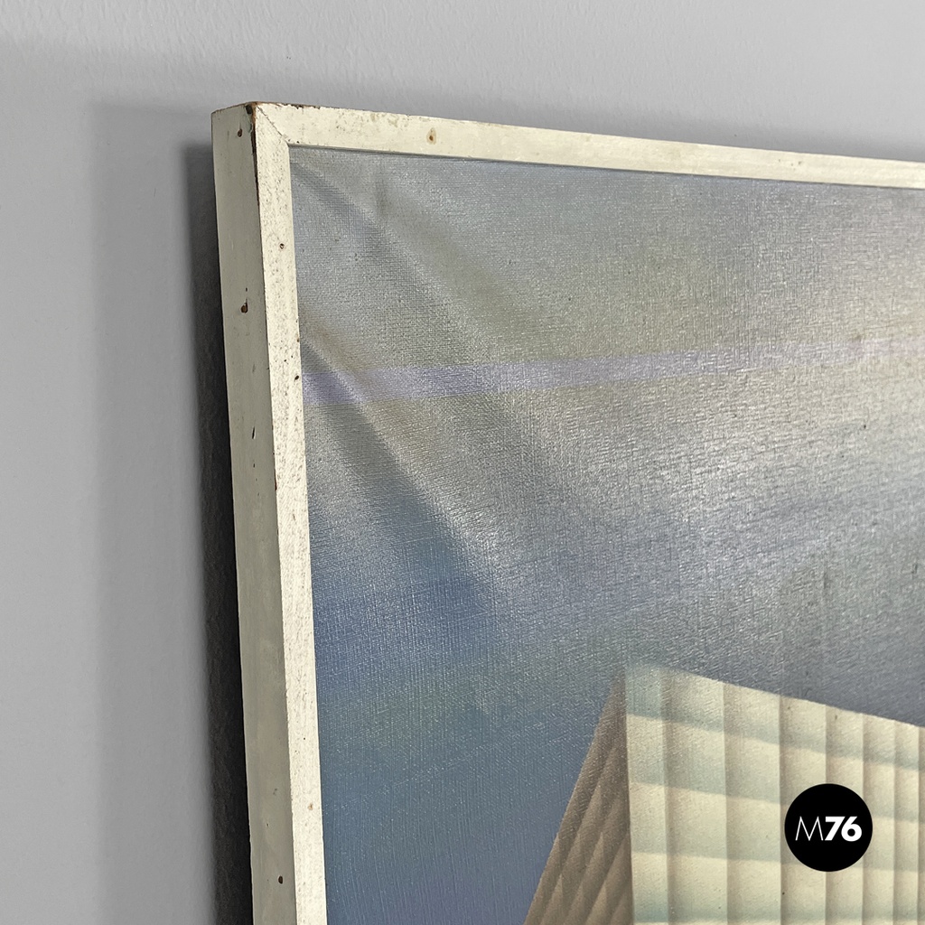 Italian modern urban landscape airbrush painting by Alvise Besutti, 1980s