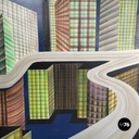 Italian modern urban landscape airbrush painting by Alvise Besutti, 1980s