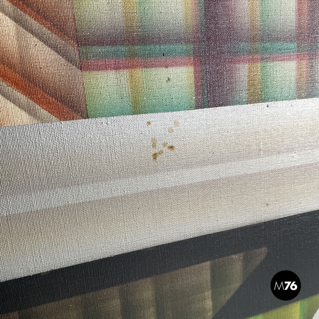 Italian modern urban landscape airbrush painting by Alvise Besutti, 1980s