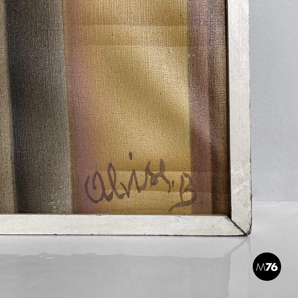 Italian modern urban landscape airbrush painting by Alvise Besutti, 1980s