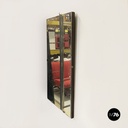 Italian mid-century rectangular wall mirror in wood and burnished brass, 1960s