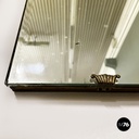 Italian mid-century rectangular wall mirror in wood and burnished brass, 1960s