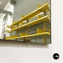 Italian mid-century rectangular wall mirror in wood and burnished brass, 1960s