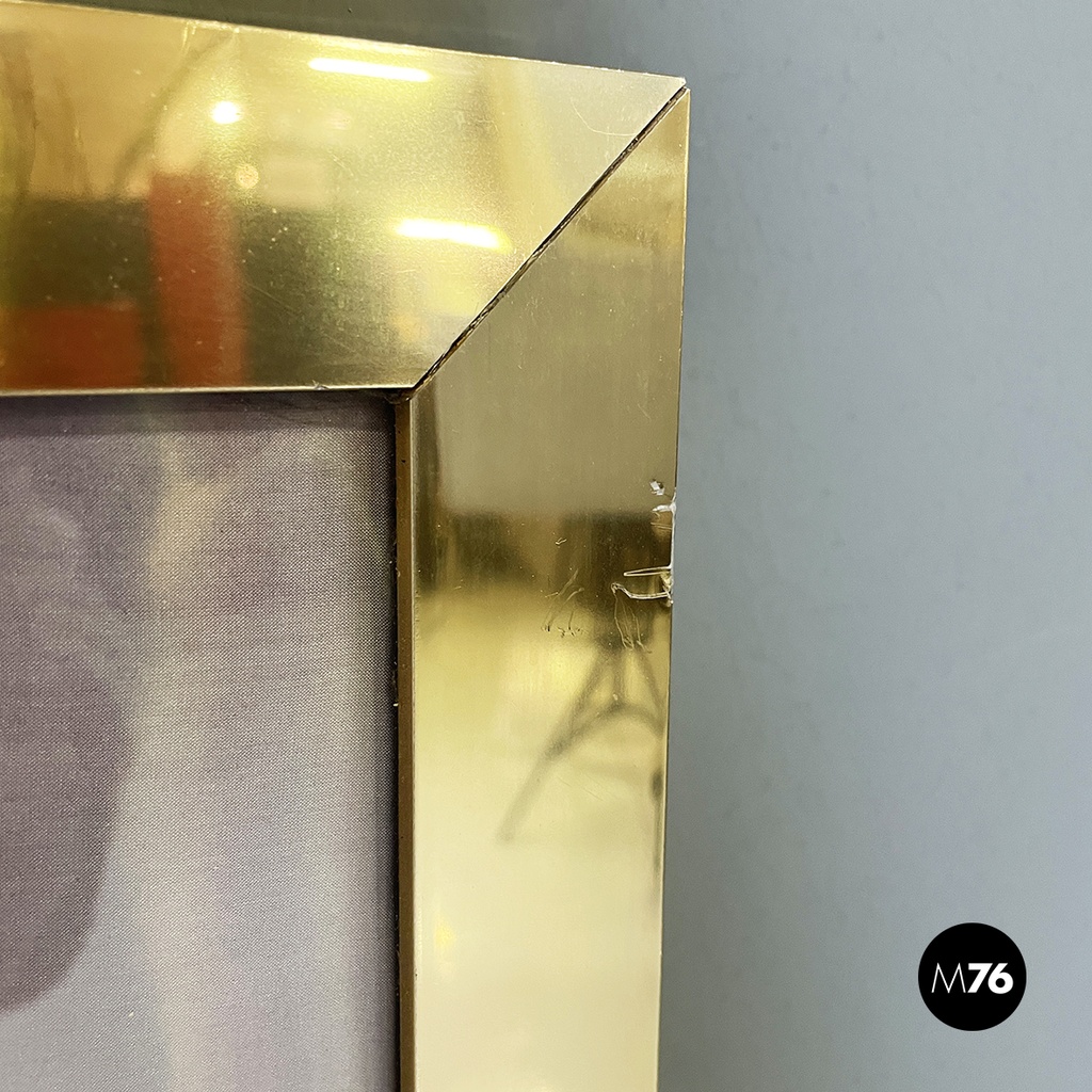 Italian liberty canvas painting with flowers and butterfly in metal frame, 1970s