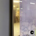 Italian liberty canvas painting with flowers and butterfly in metal frame, 1970s