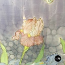 Italian liberty canvas painting with flowers and butterfly in metal frame, 1970s