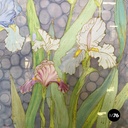 Italian liberty canvas painting with flowers and butterfly in metal frame, 1970s