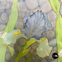 Italian liberty canvas painting with flowers and butterfly in metal frame, 1970s