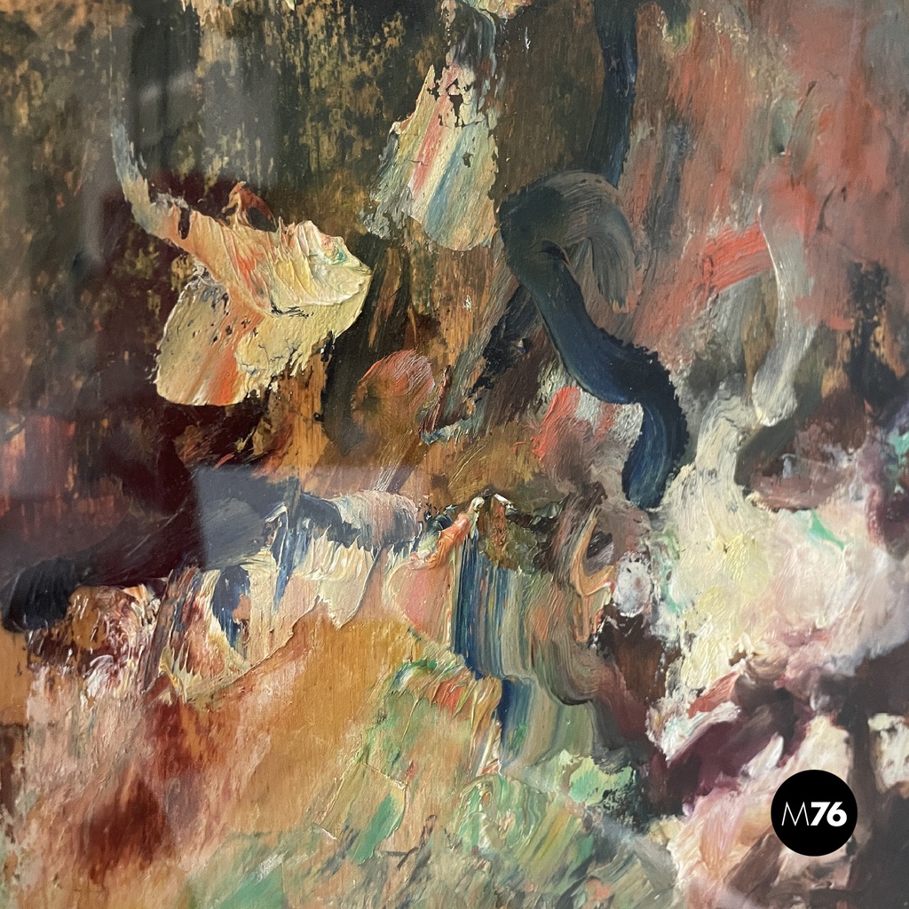 Italian mid-century modern abstract portrait painting with golden frame, 1960s