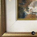 Italian mid-century modern abstract portrait painting with golden frame, 1960s