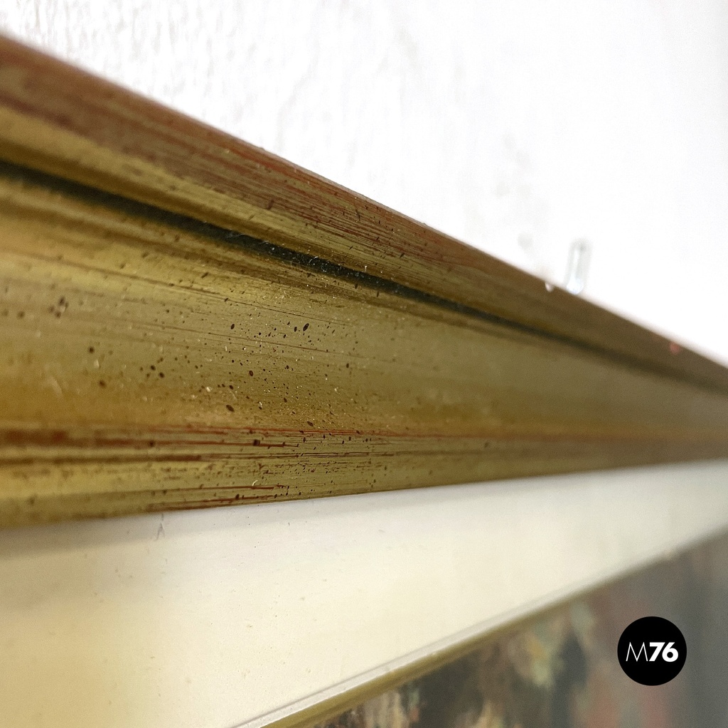 Italian mid-century modern abstract portrait painting with golden frame, 1960s