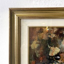 Italian mid-century modern abstract portrait painting with golden frame, 1960s