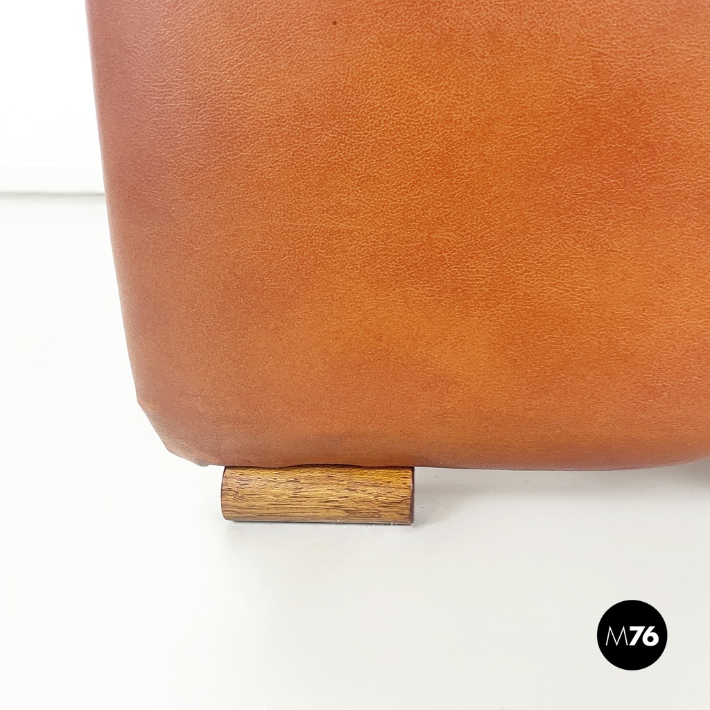 Italian modern brown leather Coronado poufs by Afra Tobia Scarpa for B&B, 1970s