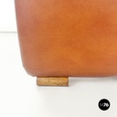 Italian modern brown leather Coronado poufs by Afra Tobia Scarpa for B&B, 1970s